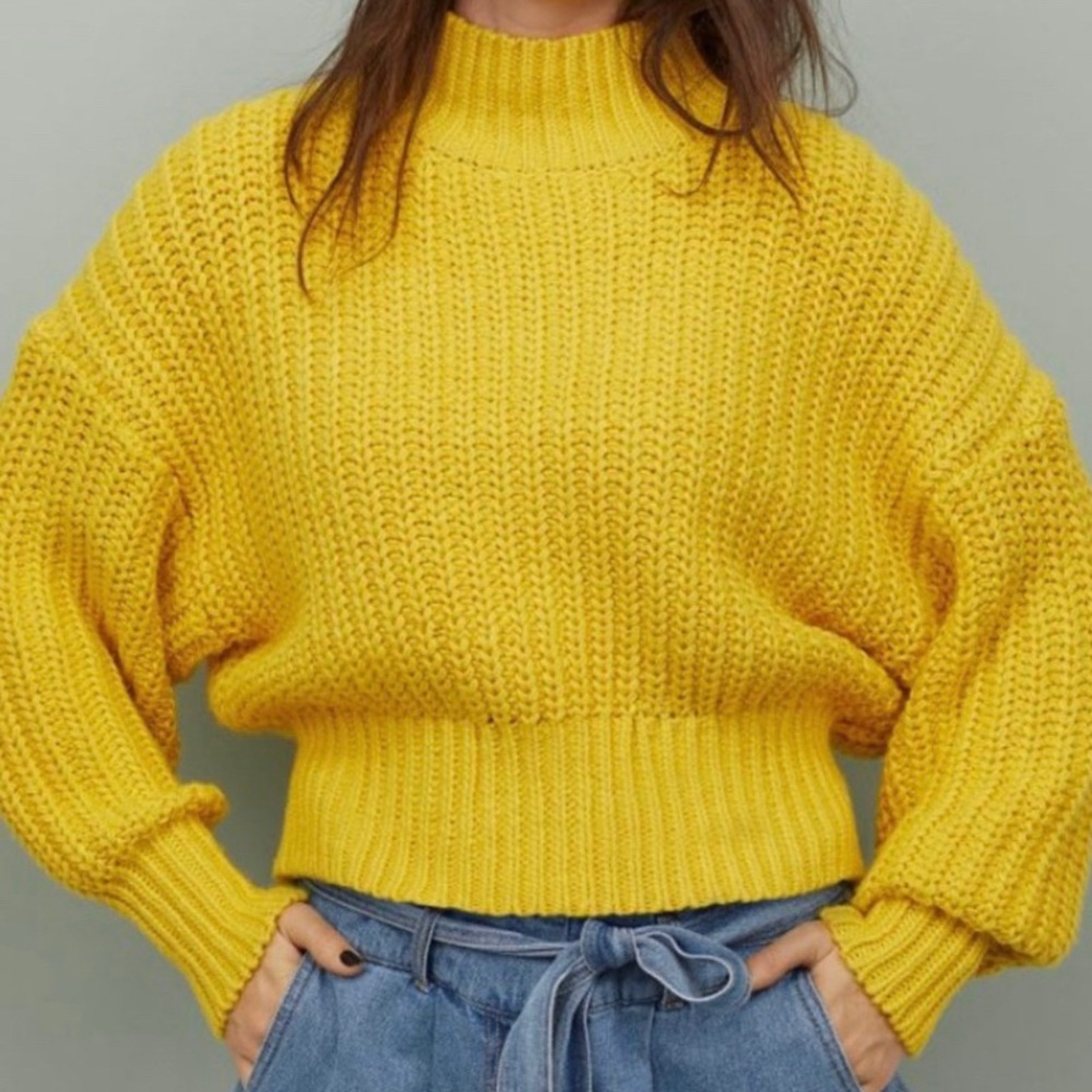 yellow knit h&m sweater
